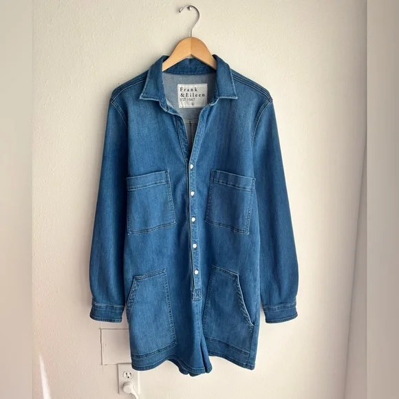 Frank & Eileen Ireland Italian Dream Denim Playsuit Romper Size Large - Picture 4 of 11
